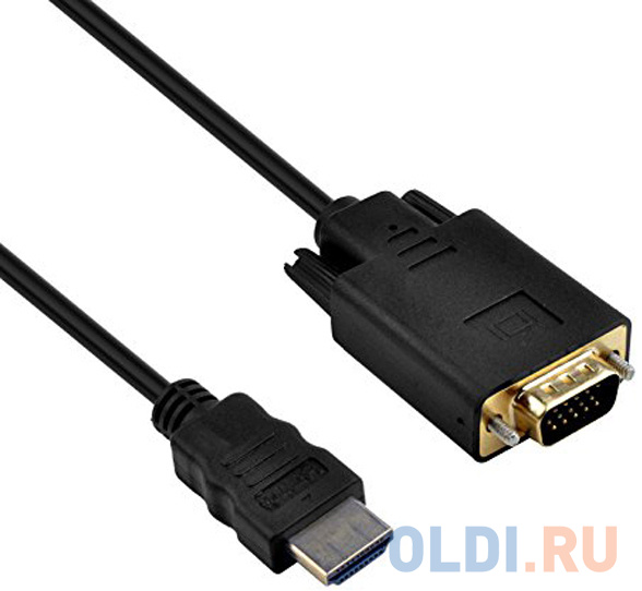 ORIENT C702, Кабель-адаптер HDMI M -- VGA 15M, длина 1.8 метра, черный