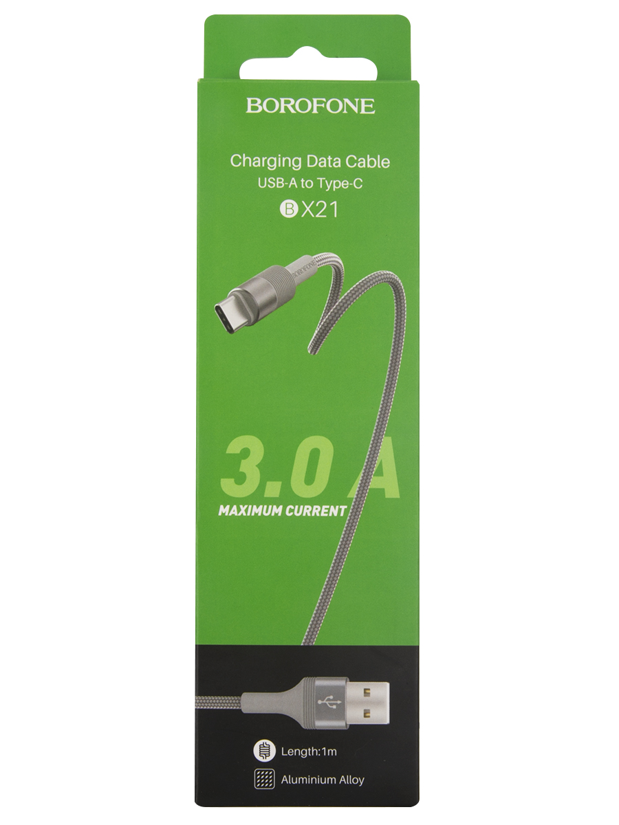 Дата-кабель Borofone BX21 Outstanding, USB - Type-C, 3A, серый (03248)