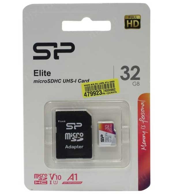 Карта памяти Silicon Power microSDHC 32Gb Class10 (SP032GBSTHBV1V20SP) Elite + adapter