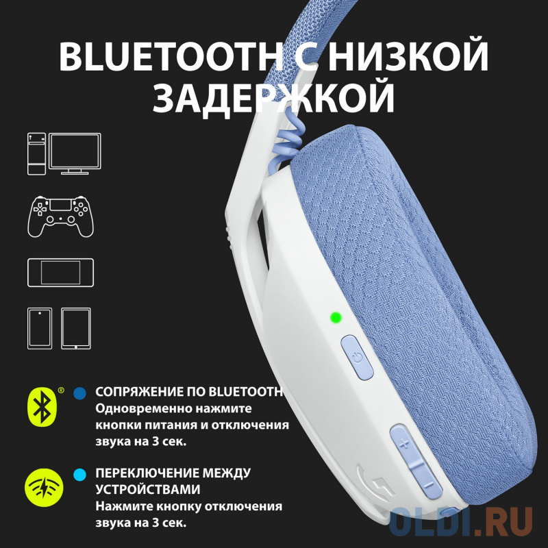 Гарнитура/ Logitech Headset G435 LIGHTSPEED Wireless Gaming  WHITE - Retail в Москвe