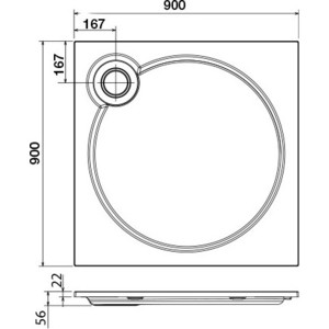 Душевой поддон Cezares Tray A 90x90 искусственный мрамор (TRAY-S-A-90-56-W)