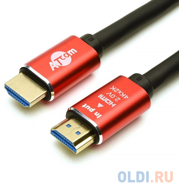 Кабель HDMI 1м Atcom AT5940 круглый черный/красный