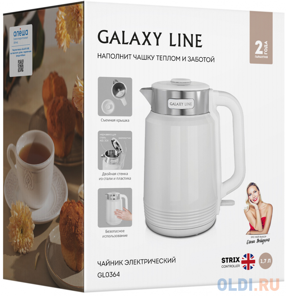 Чайник электрический GALAXY LINE GL 0364, 2200Вт, белый в Москвe