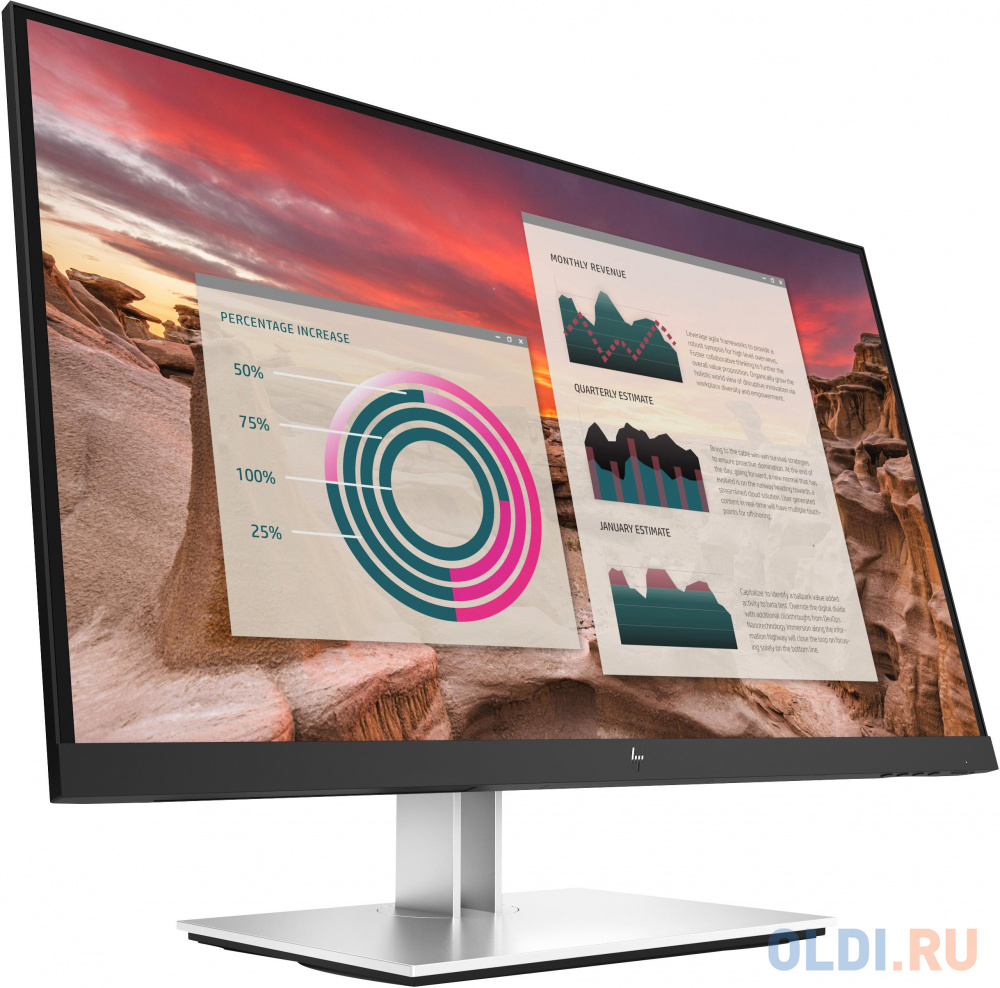 HP E27u G4 27 Monitor 2560x1440, 16:9, IPS, 250 cd/m2, 1000:1, 5ms, HDMI, USB-C, USB, DisplayPort, 50/60 Hz, Silver