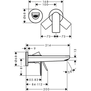 Смеситель для раковины Hansgrohe Rebris E для механизма 13622180, хром (72568000)