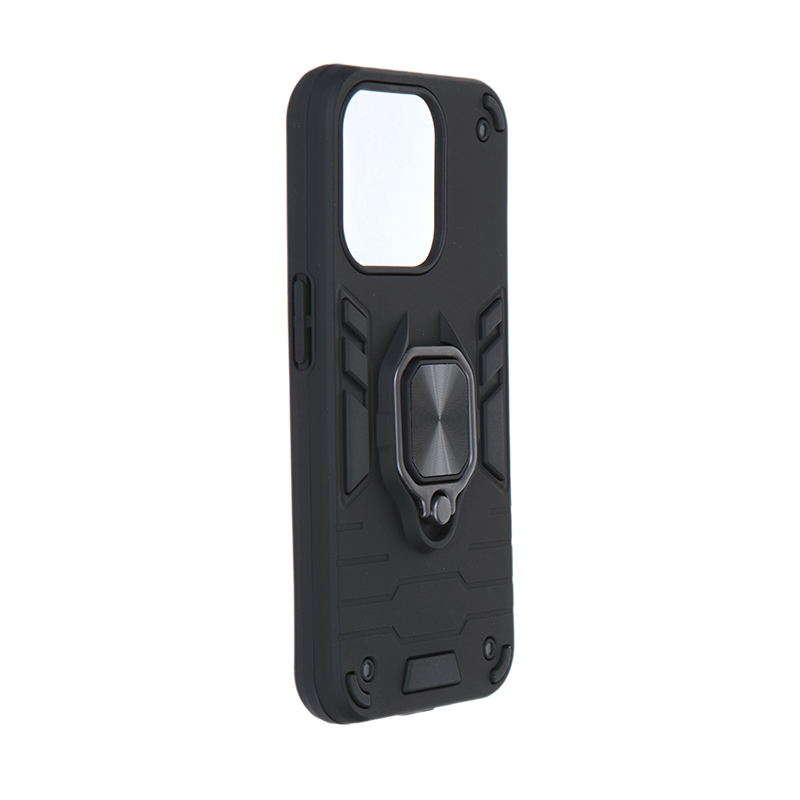 Чехол DF для APPLE iPhone 15 Pro с магнитом и кольцом Black iArmor-09
