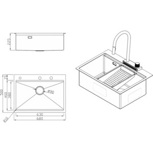 Кухонная мойка Milacio Denia 68 Steel сталь нержавеющая (MC.77410)