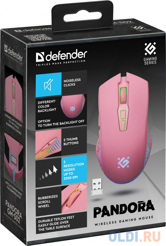 Мышка OPTICAL PANDORA GM-502 52501 PINK DEFENDER