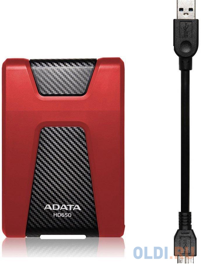 Внешний жесткий диск 2.5" USB3.1 2Tb Adata HD650 AHD650-2TU31-CRD красный