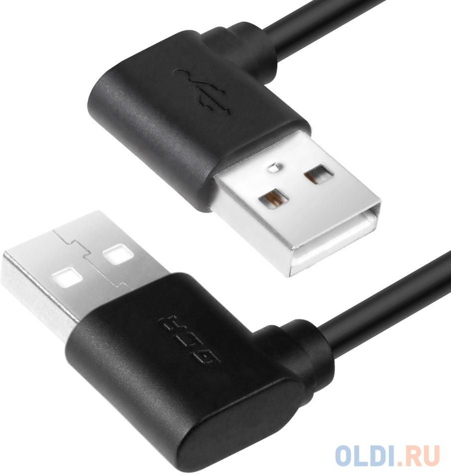 Greenconnect Кабель 0.2m USB 2.0, AM угловой/AM угловой, 28/28 AWG, экран, армированный, морозостойкий, GCR-AUM5AM-BB2S-0.2m