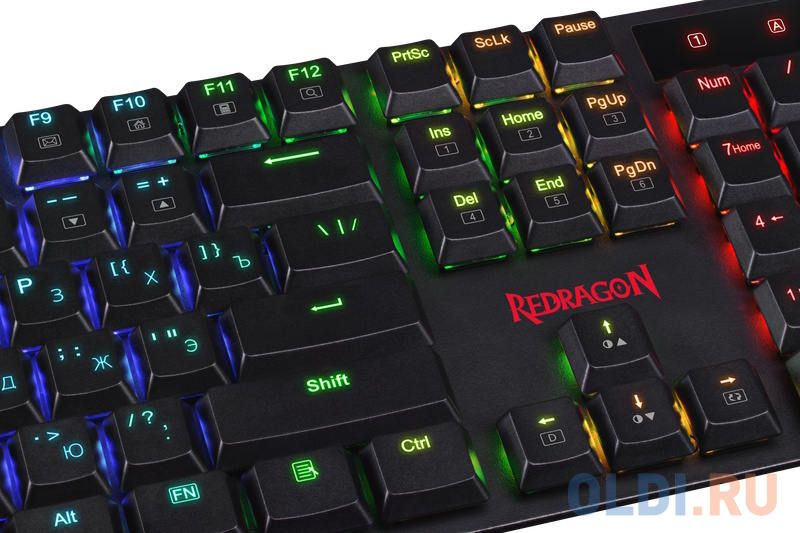 Игровая клавиатура REDRAGON APAS чёрная (USB, OUTEMU RED, 104 кл., RGB подсветка, slim)