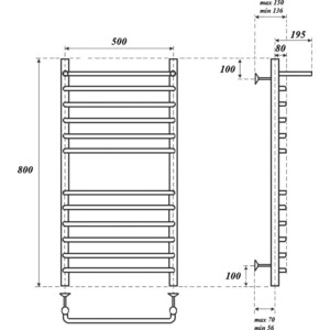 Полотенцесушитель электрический Point П11 500х800 с полкой хром (PN09158SPE) в Москвe