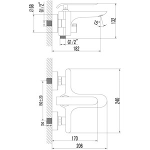 Смеситель для ванны Lemark Melange (LM4914CW)