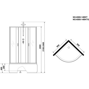 Душевая кабина Niagara NG-6508-14BKTG 90х90х210-240