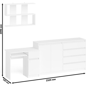 Стол компьютерный СВК Мори МС-1 левый + Комод МК1600.1 + Полка 900, цвет белый (1027112)