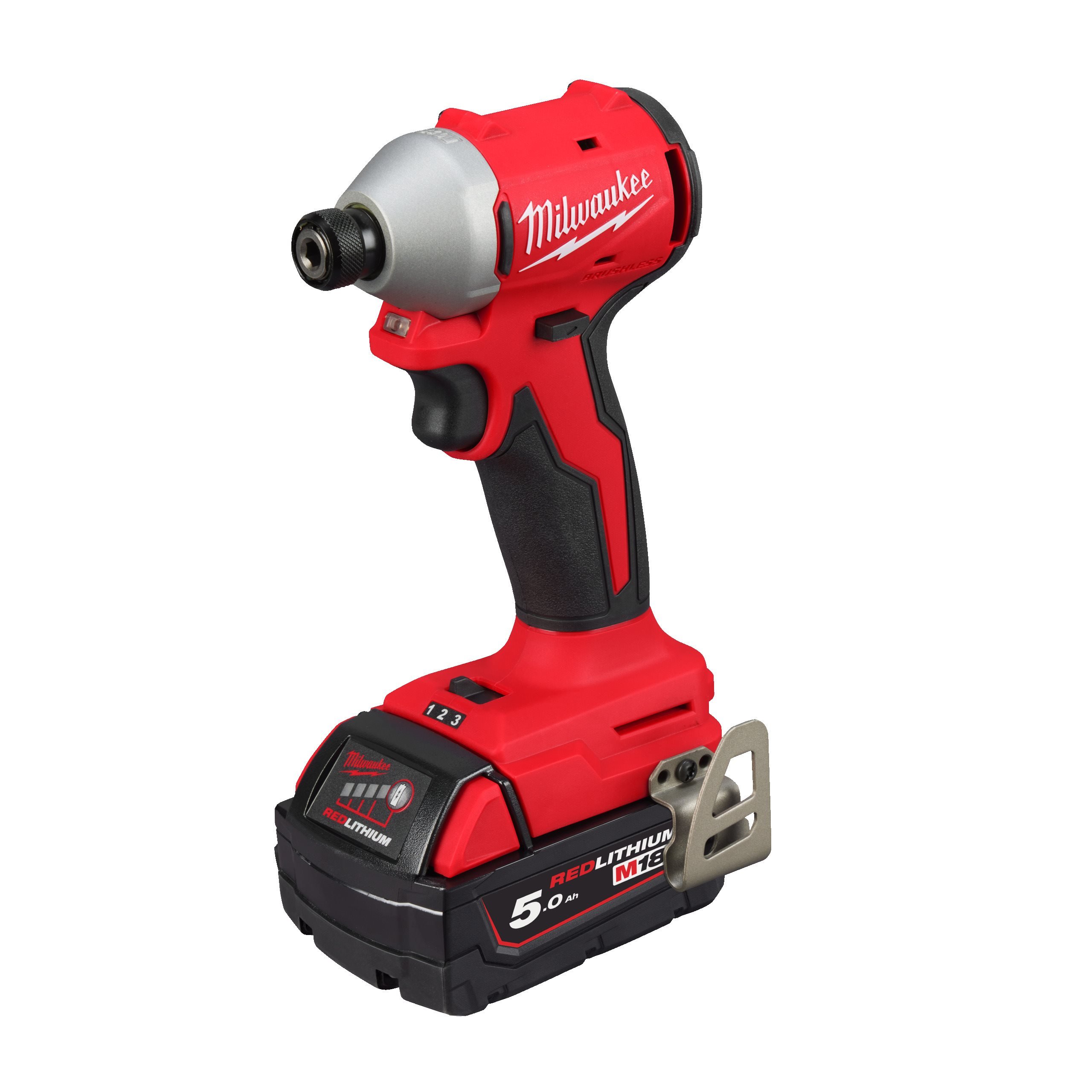 Винтоверт Milwaukee M18 BLIDR-502X, аккумуляторный, ударный, 190 нм, шестигранный (1/4HEX), 5 А·ч, Li-Ion, 18 В, два аккумулятора, кейс, 1.3 кг (4933492843) 2 акб + зу в Москвe