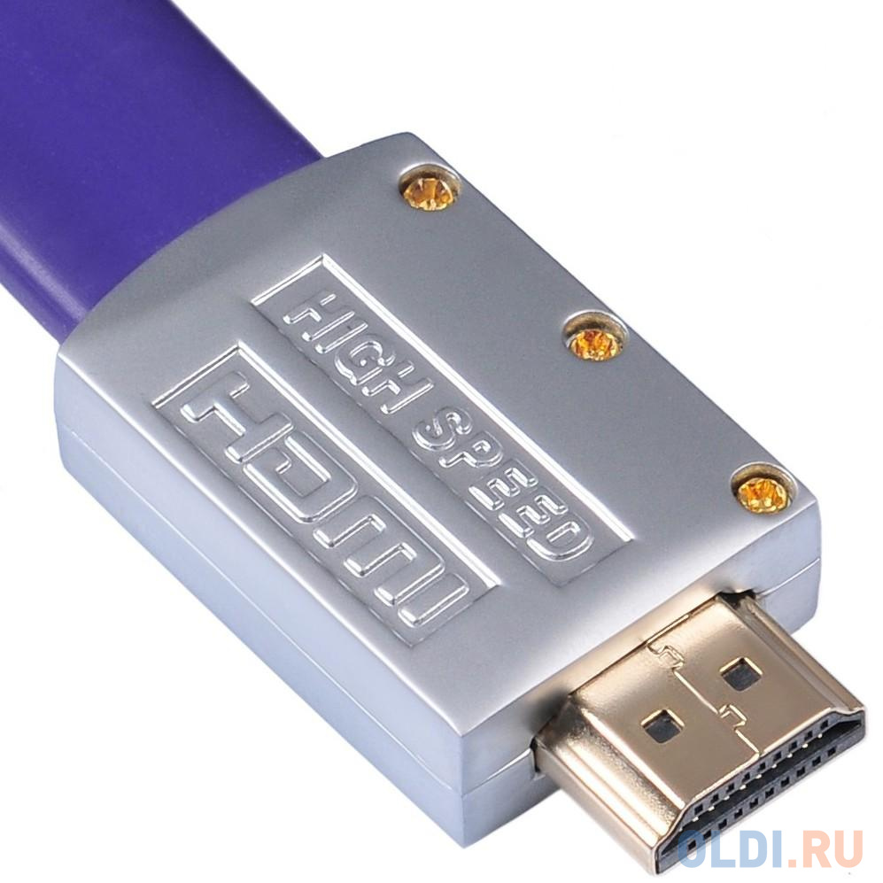 Кабель HDMI 3м BURO HDMI19M-19M FLAT3 плоский синий