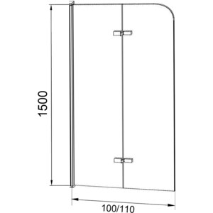 Шторка для ванны Grossman GR-106/110 110х150 прозрачная, хром
