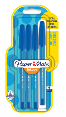 Набор шариковых ручек Paper Mate INKJOY 100, синий, 4шт., пластик, колпачок, блистер (1956711)