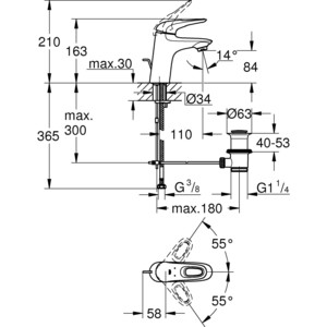 Смеситель для раковины Grohe Eurostyle с донным клапаном (33558003)