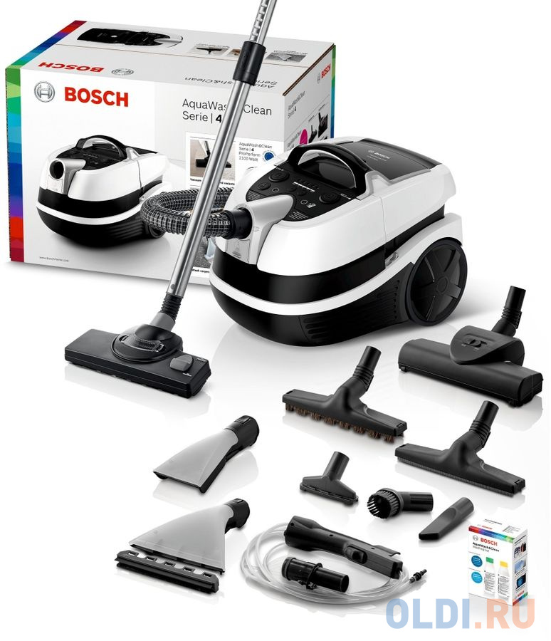 Пылесос Bosch BWD421PRO сухая влажная уборка белый черный