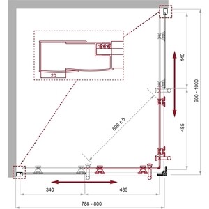 Душевой уголок BelBagno Uno-195 AH-2 100х80 прозрачный, черный (UNO-195-AH-2-100/80-C-NERO) в Москвe