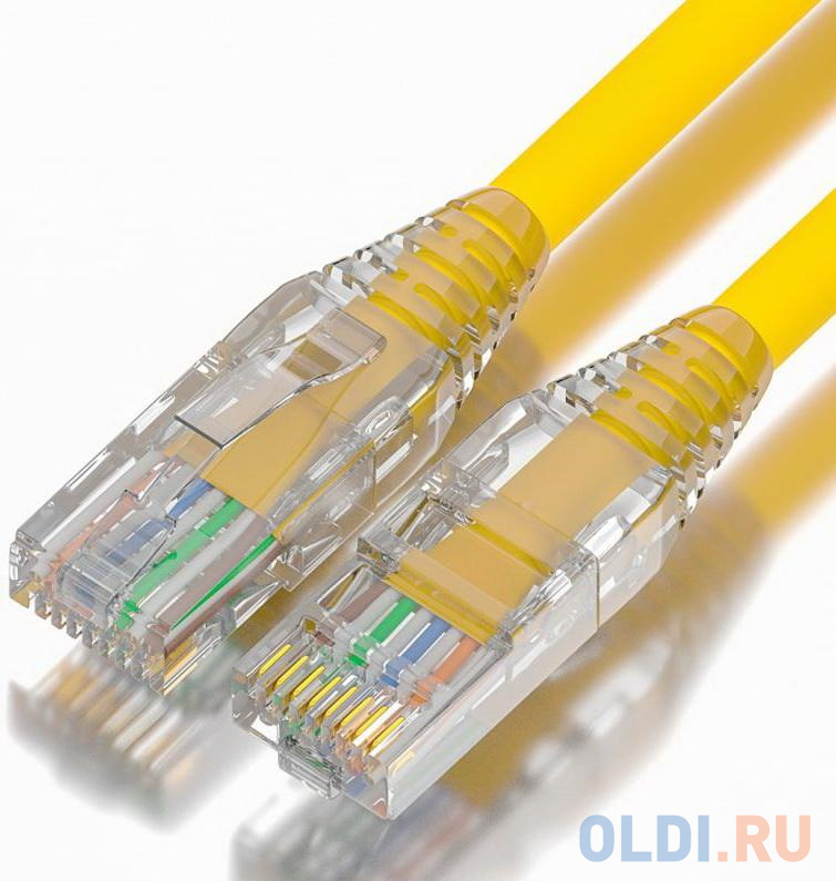 GCR Патч-корд 0.5m LSZH UTP кат.5e, желтый, коннектор ABS, 24 AWG, ethernet high speed 1 Гбит/с, RJ45, T568B, GCR-52590