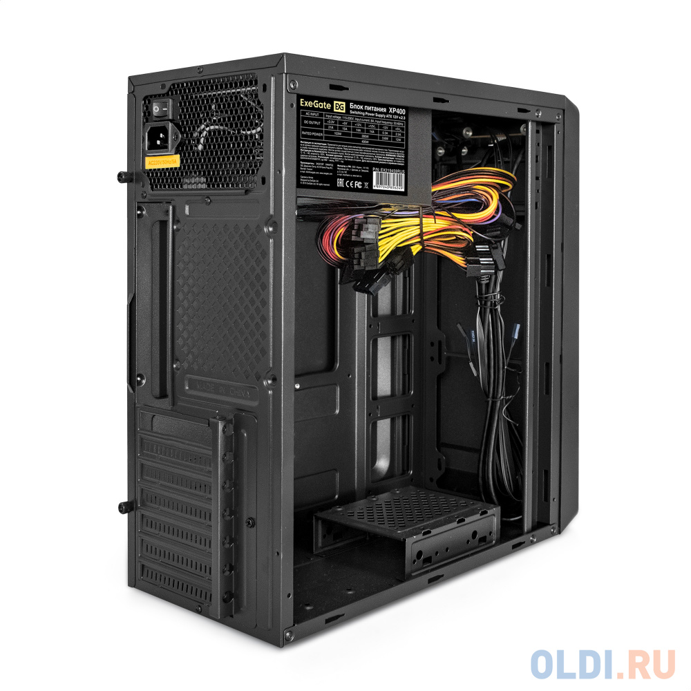 Корпус Miditower ExeGate XP-332UC-XP400 (ATX, XP400 с вент. 12см, 2*USB3.0+1*TypeC, аудио, черный)