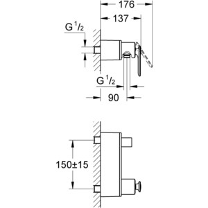 Смеситель для душа Grohe Veris настенный монтаж (32197000)