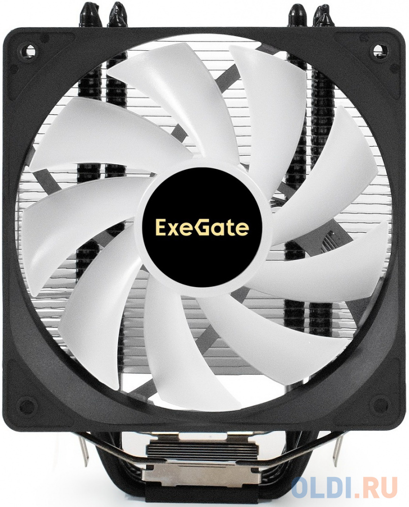 Кулер ExeGate Dark Magic EE400XL-PWM.ARGB (Al+Cu, черное покрытие, 4 тепл.трубки, LGA775/1150/1151/1155/1156/1200/1700/AM2/AM2+/AM3/AM3+/AM4/AM5/FM1/F