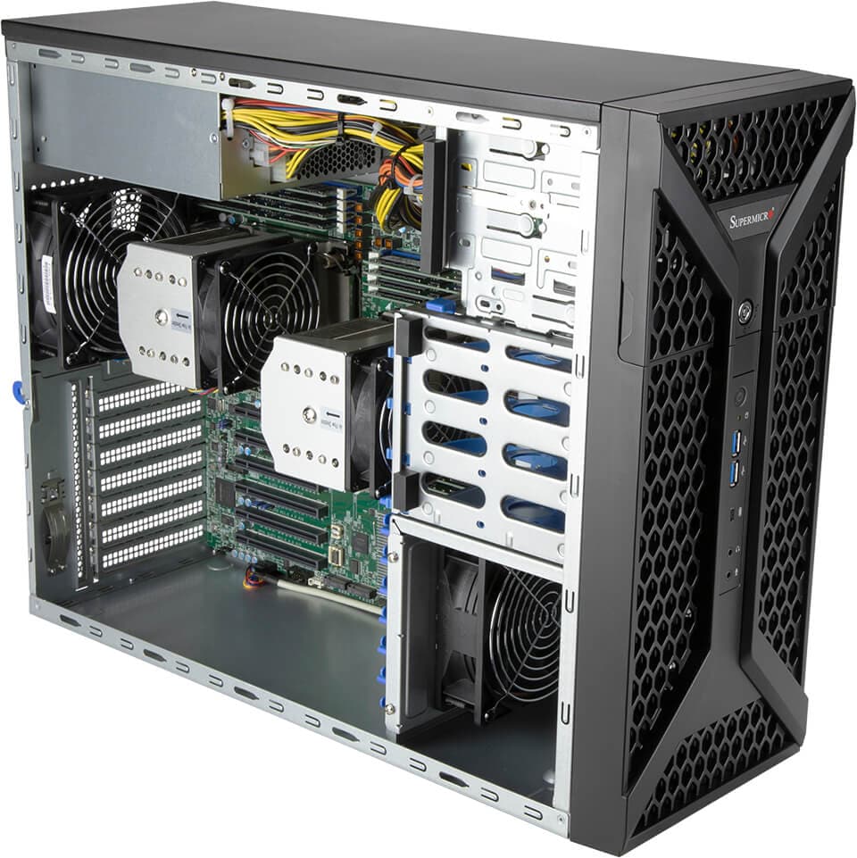 Серверная платформа SuperMicro 730A-I , 2xSocket4189, 16xDDR4, 2xM.2-PCI-E, 2xGLAN, IPMI, 1x1200 Вт, Tower (SYS-730A-I)