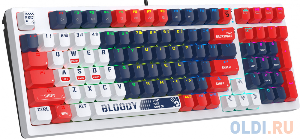 Клавиатура A4Tech Bloody S98 механическая синий/белый USB for gamer LED (SPORTS NAVY) в Москвe