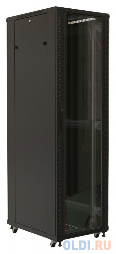 Шкаф серверный Hyperline (TTB-4282-AS-RAL9004) напольный 42U 800x1200мм пер.дв.стекл задн.дв.спл.стал.лист 800кг черный