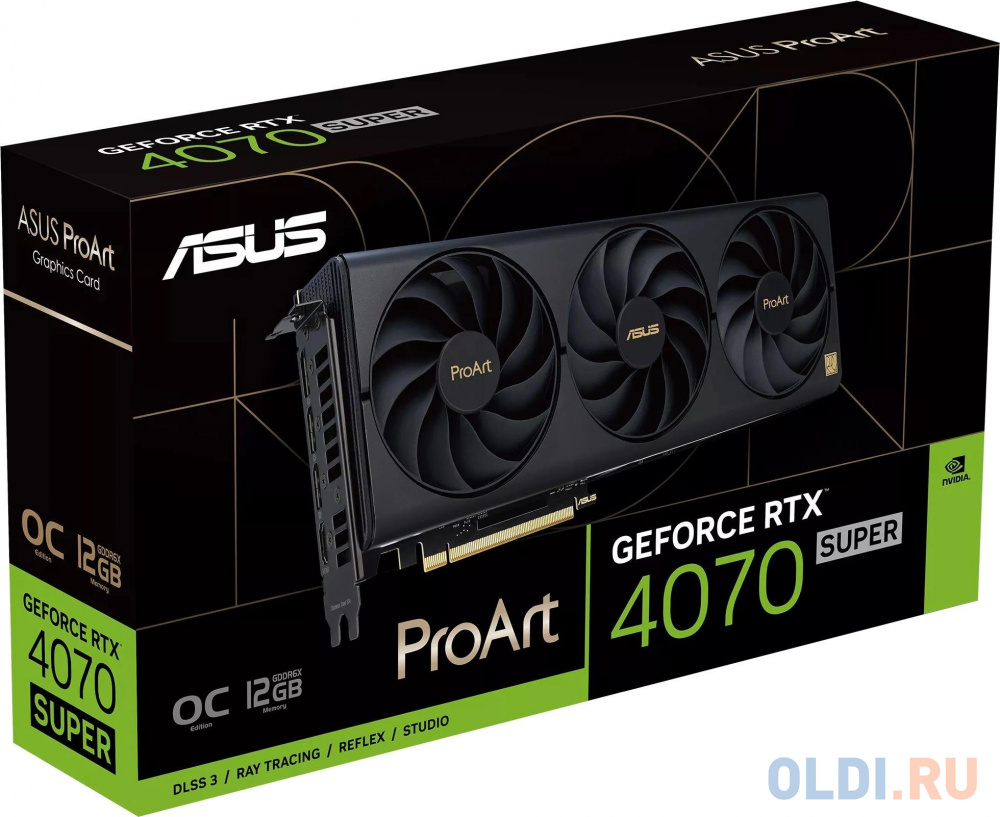 Видеокарта Asus PCI-E 4.0 PROART-RTX4070S-O12G NVIDIA GeForce RTX 4070 Super 12Gb 192bit GDDR6X 2535/21000 HDMIx1 DPx3 HDCP Ret в Москвe