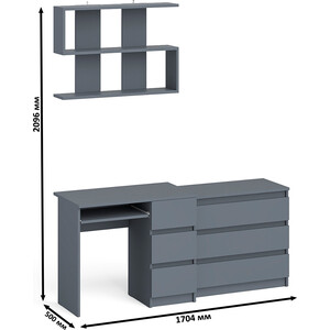 Стол компьютерный СВК Мори МС-6 правый + Комод МК800.1 + Полка 900, цвет графит (1027753)