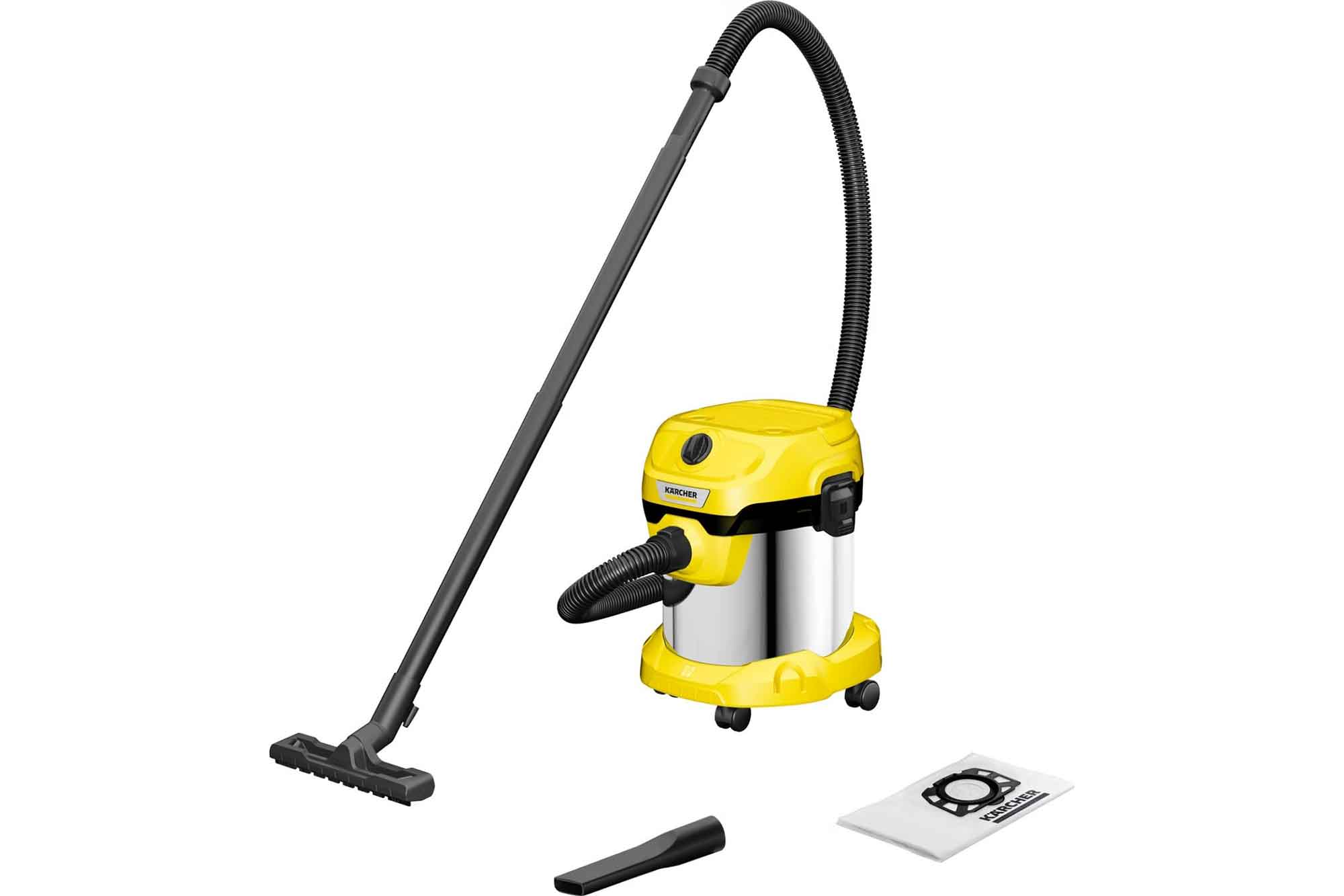 Пылесос строительный Karcher WD 2 Plus S V-15/4/18 1000Вт (уборка: сухая/сбор воды) желтый