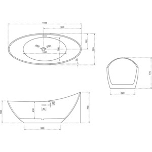 Акриловая ванна Abber 185x80 со смесителем, отдельностоящая (AB9233, F7514100)