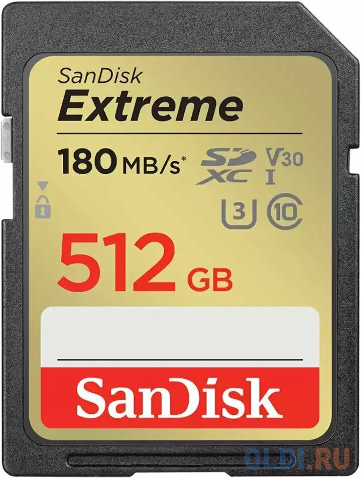 Карта памяти SanDisk Extreme SD UHS I 512GB Card for 4K Video for DSLR and Mirrorless Cameras 180MB/s Read &amp; 130MB/s Write, Lifetime Warranty