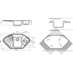 Кухонная мойка GranFest Corner GF-C1040E иней