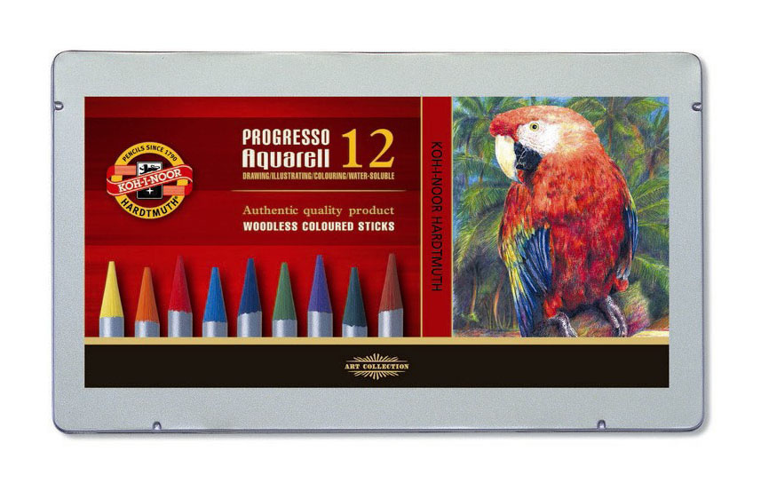 Набор цветных карандашей KOH-I-NOOR Progresso Aquarell 8782, круглые, 12 шт., заточенные (8782012001PL)