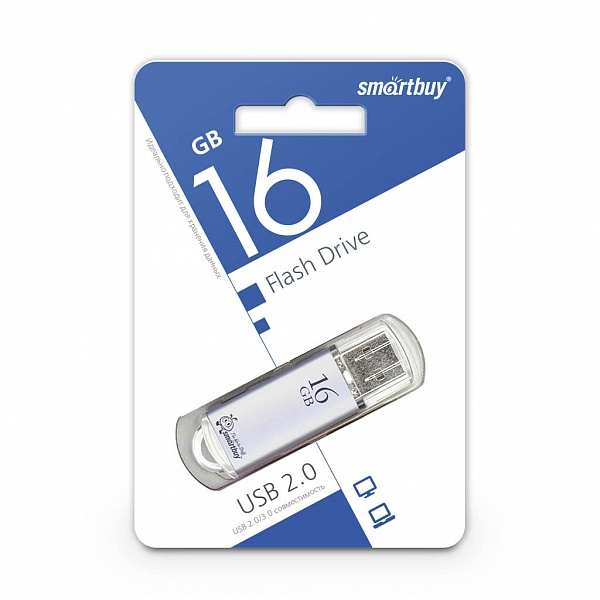 Флешка SmartBuy 16Gb V-Cut silver USB 2.0