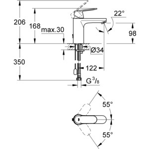 Смеситель для раковины Grohe Eurosmart Cosmopolitan с цепочкой (23326000)