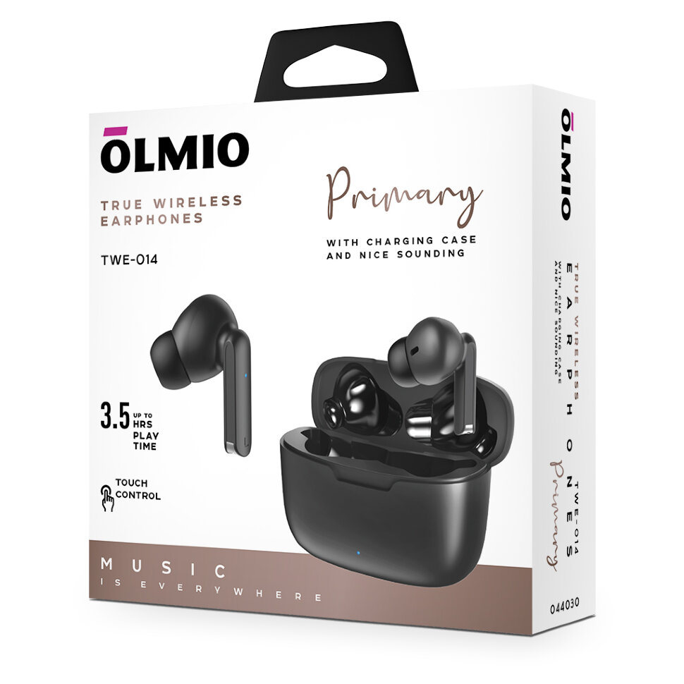 Наушники Olmio 044030 TWE-14 True Wireless черные в Москвe