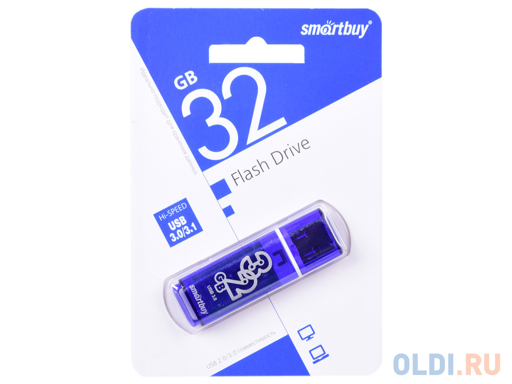 Внешний накопитель 32Gb USB Drive &lt;USB3.0 Smartbuy Glossy series Dark Blue (SB32GBGS-DB)