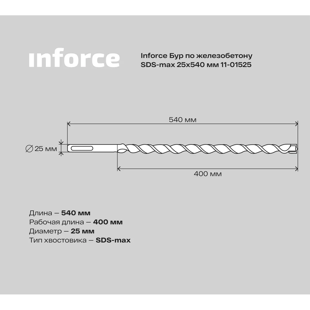 Бур sds-max по железобетону Inforce