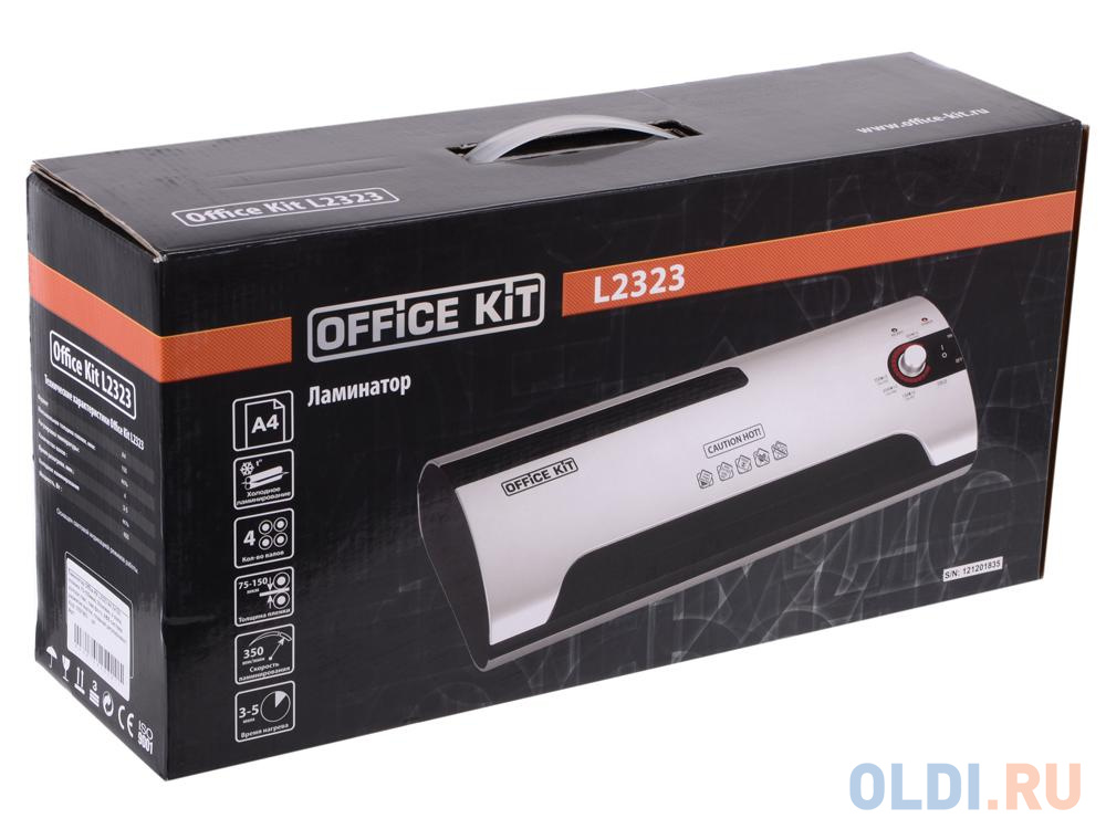 Ламинатор Office Kit L2323 A4 2х150 (пленка 75-150мкм) 35см/мин, 4 вала, холодн.лам., лам.фото, ABS система разжатия валов, плавная регулировка t