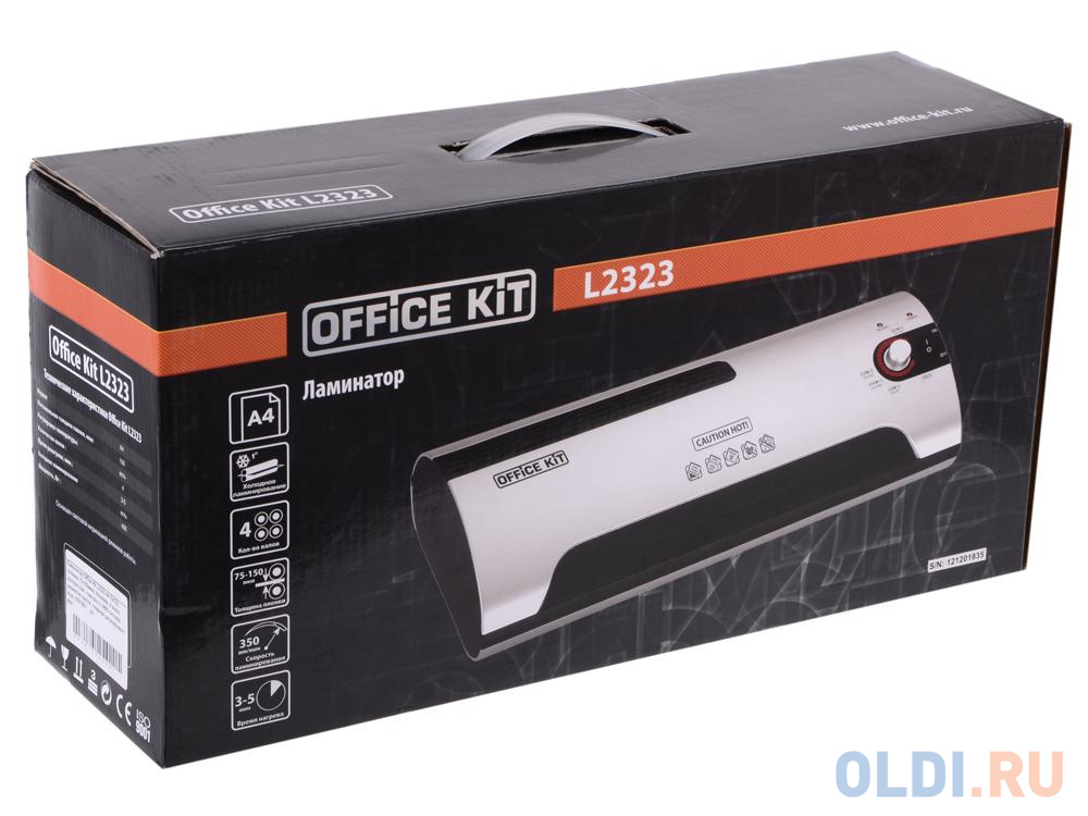 Ламинатор Office Kit L2323 A4 2х150 (пленка 75-150мкм) 35см/мин, 4 вала, холодн.лам., лам.фото, ABS система разжатия валов, плавная регулировка t в Москвe