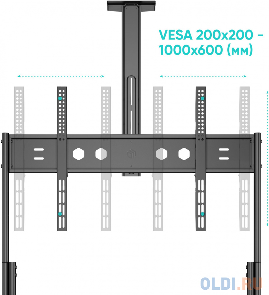 Подставка для телевизора Onkron TS2080 черный 60"-120" макс.150кг напольный мобильный