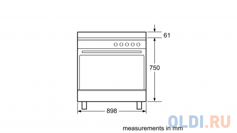 Отдельностоящая электрическая плита с духовкой BOSCH HCB738357M Series 8, 846-880 x 898 x 600, 5 зон готовки 2.2 кВт, 112 л, 8 режимов гриль