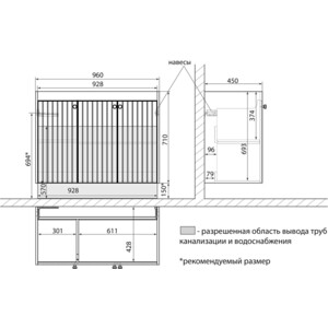 Тумба с раковиной Lemark Romance 100х45 белый глянец (LM07R100T, 641235)